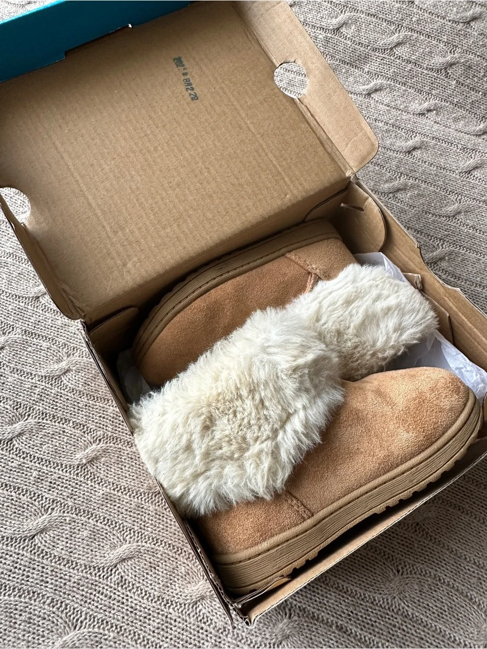 EUC Thereabouts Toddler Girl Faux Fur Lil Kaylee Winter Booties, Cognac, Size 7